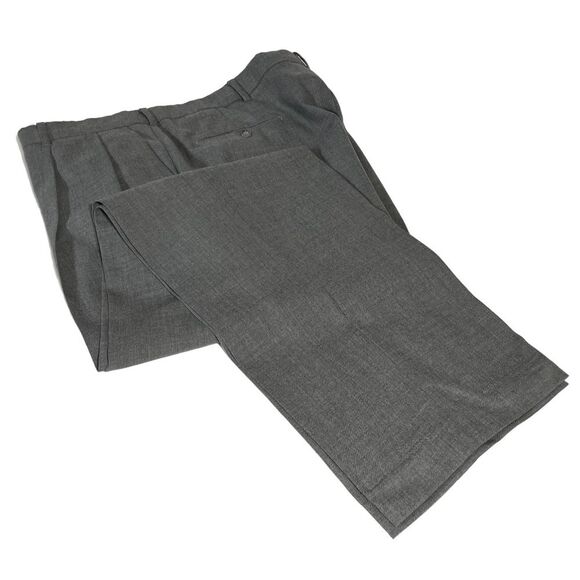 Pair of‎ Lands End Mens Vintage Gray Wool Dress Pants 42 42L Pleated Made In USA - Picture 3 of 16